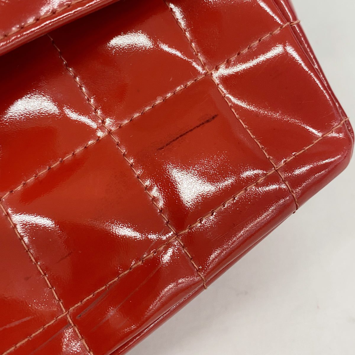 【6hb0648-k】シャネル ショルダーバッグ 2.55/チョコバー Wチェーン パテントレザー レッド シルバー金具【中古】レディース