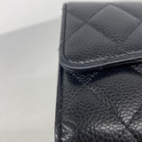 【6hb0677-k】シャネル 長財布 マトラッセ キャビアスキン ブラック ゴールド金具【中古】レディース