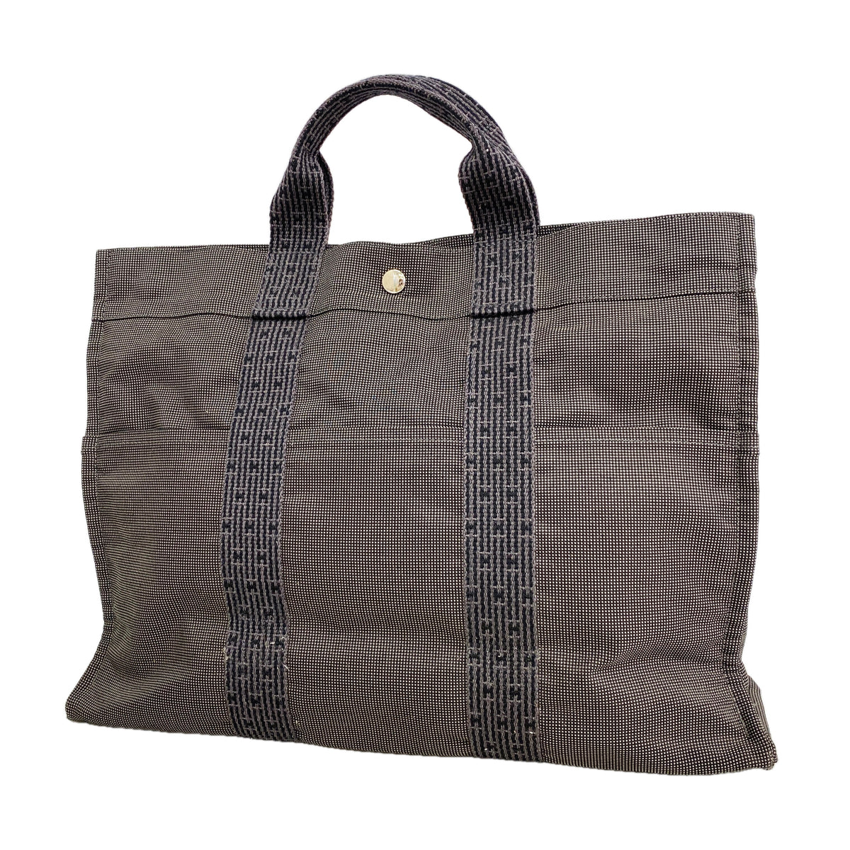 【6hb0687-k】エルメス トートバッグ エールラインMM ナイロン グレー シルバー金具【中古】レディース