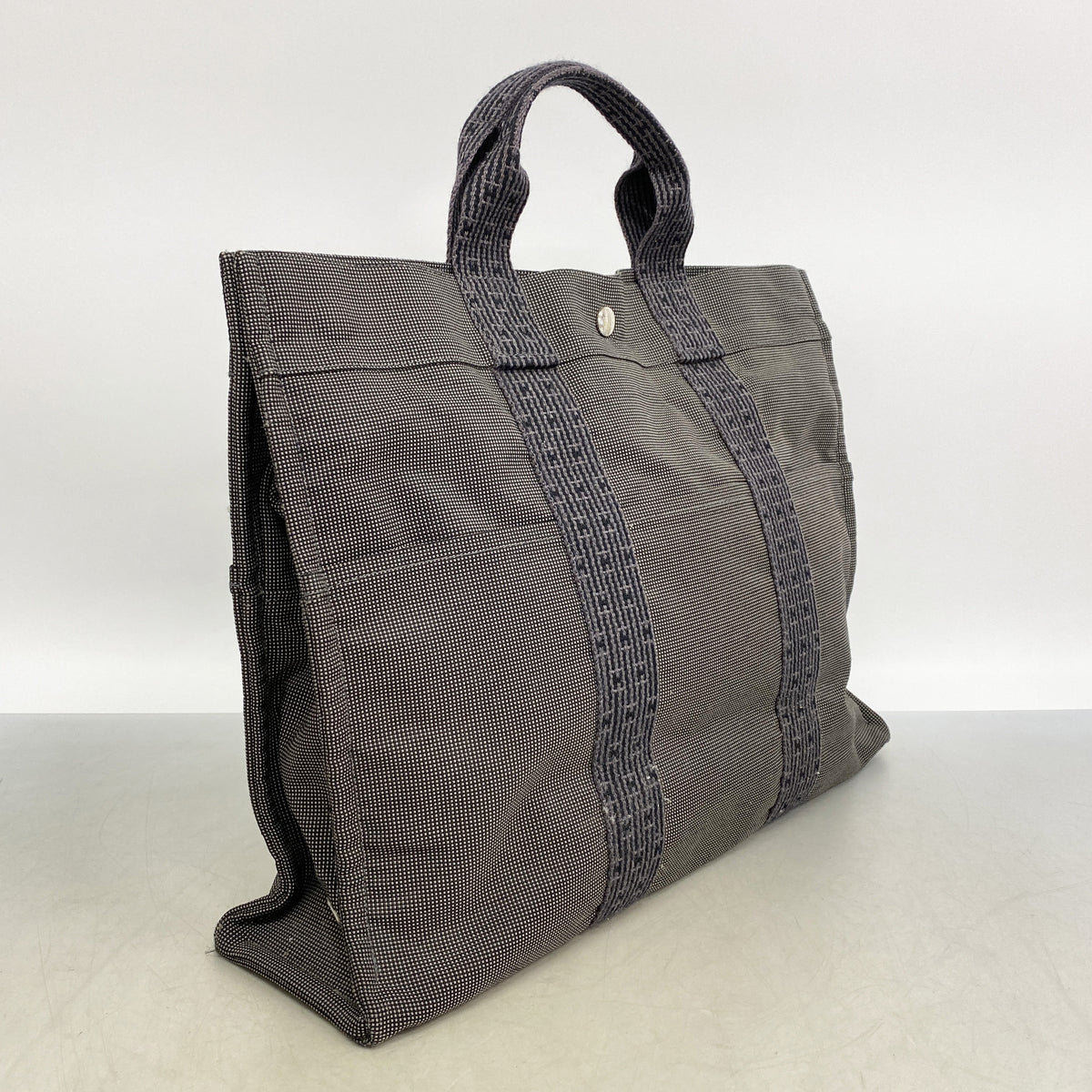 【6hb0687-k】エルメス トートバッグ エールラインMM ナイロン グレー シルバー金具【中古】レディース