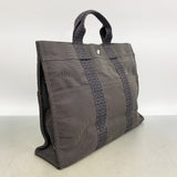 【6hb0687-k】エルメス トートバッグ エールラインMM ナイロン グレー シルバー金具【中古】レディース