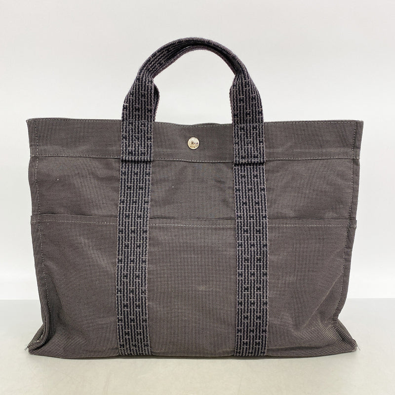 【6hb0687-k】エルメス トートバッグ エールラインMM ナイロン グレー シルバー金具【中古】レディース