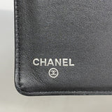 【6hb0694-k】シャネル 長財布 キャビアスキン ブラック シルバー金具【中古】レディース