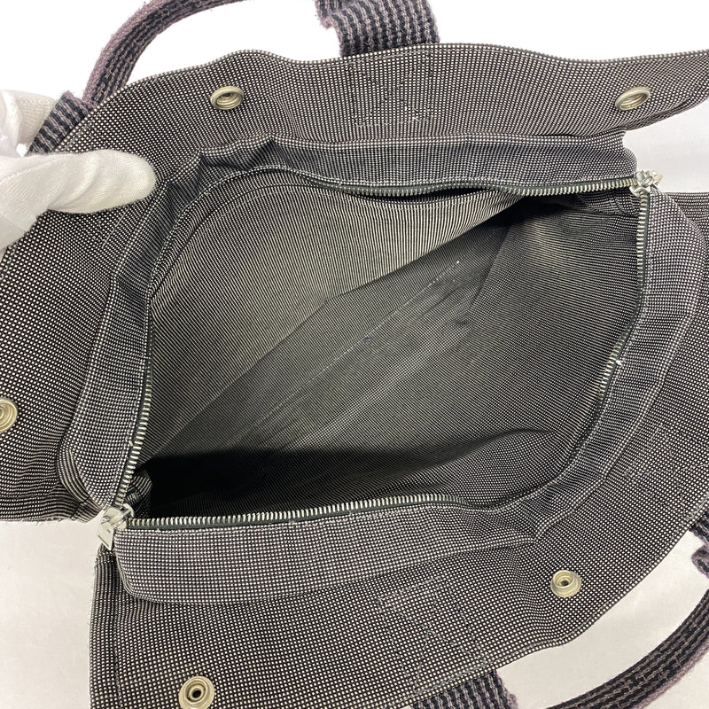 【6hb0696-k】エルメス トートバッグ エールラインMM ナイロン グレー シルバー金具【中古】メンズ レディース ユニセックス