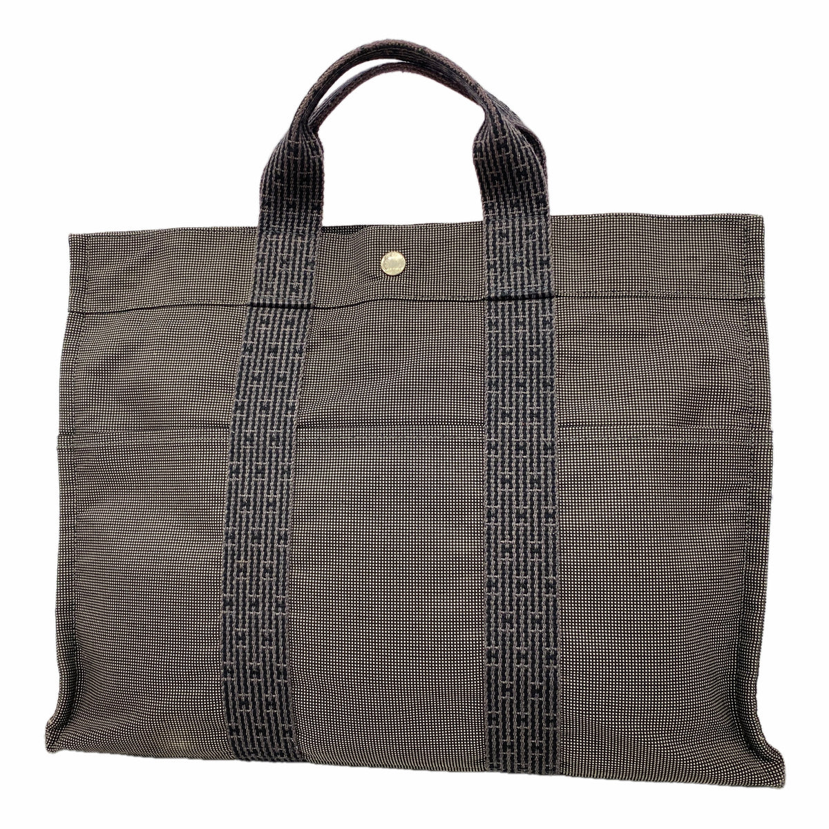 【6hb0696-k】エルメス トートバッグ エールラインMM ナイロン グレー シルバー金具【中古】メンズ レディース ユニセックス