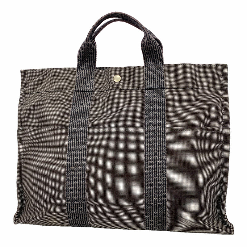 【6hb0696-k】エルメス トートバッグ エールラインMM ナイロン グレー シルバー金具【中古】メンズ レディース ユニセックス