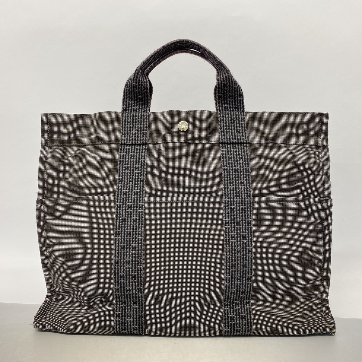 【6hb0696-k】エルメス トートバッグ エールラインMM ナイロン グレー シルバー金具【中古】メンズ レディース ユニセックス