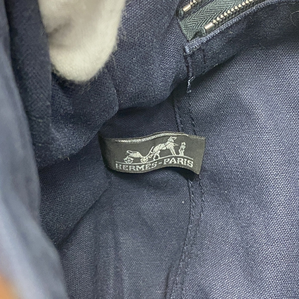 【6hb0697-k】エルメス トートバッグ フールトゥMM キャンバス ネイビー シルバー金具【中古】メンズ レディース ユニセックス