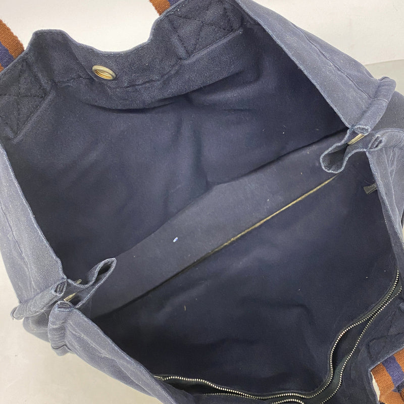 【6hb0697-k】エルメス トートバッグ フールトゥMM キャンバス ネイビー シルバー金具【中古】メンズ レディース ユニセックス