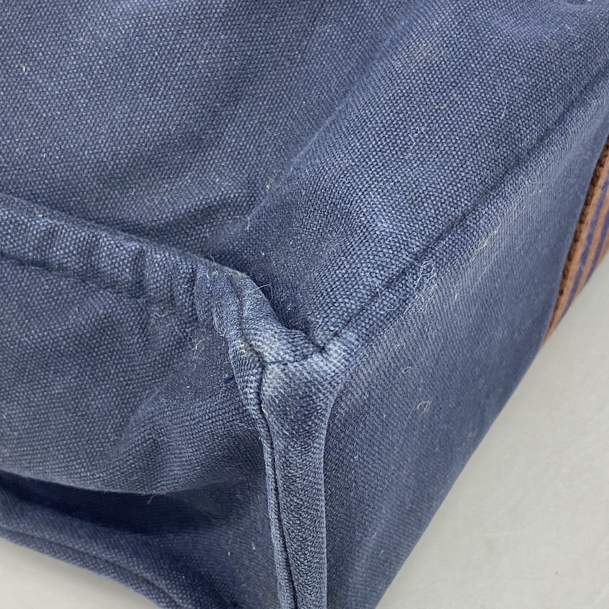 【6hb0697-k】エルメス トートバッグ フールトゥMM キャンバス ネイビー シルバー金具【中古】メンズ レディース ユニセックス