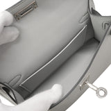 【6hb0707-g】エルメス ハンドバッグ ミニケリー2 シェーブルシャムキラ アルジャン シルバー金具 G刻印 2wayバッグ【中古】レディース