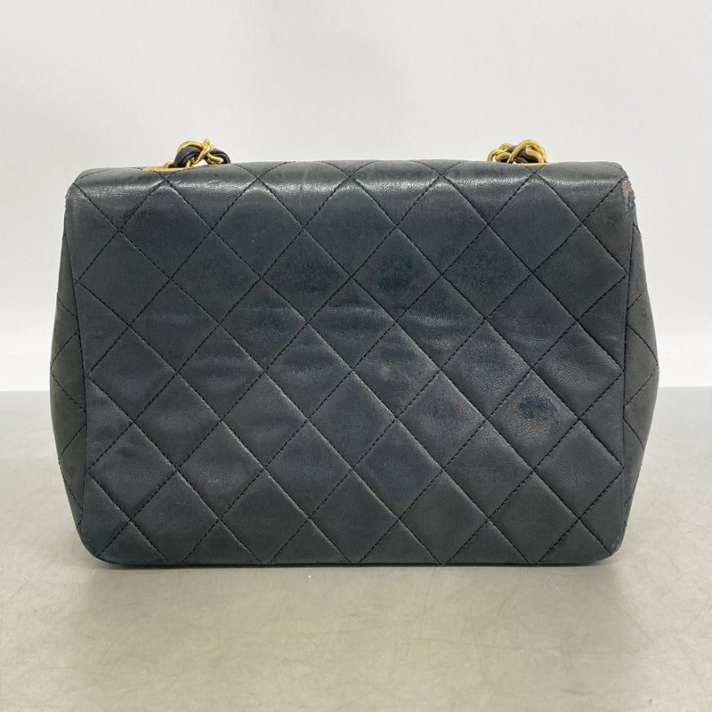 【6hb0715-k】シャネル ショルダーバッグ マトラッセ チェーンショルダー ラムスキン ブラック ゴールド金具【中古】レディース