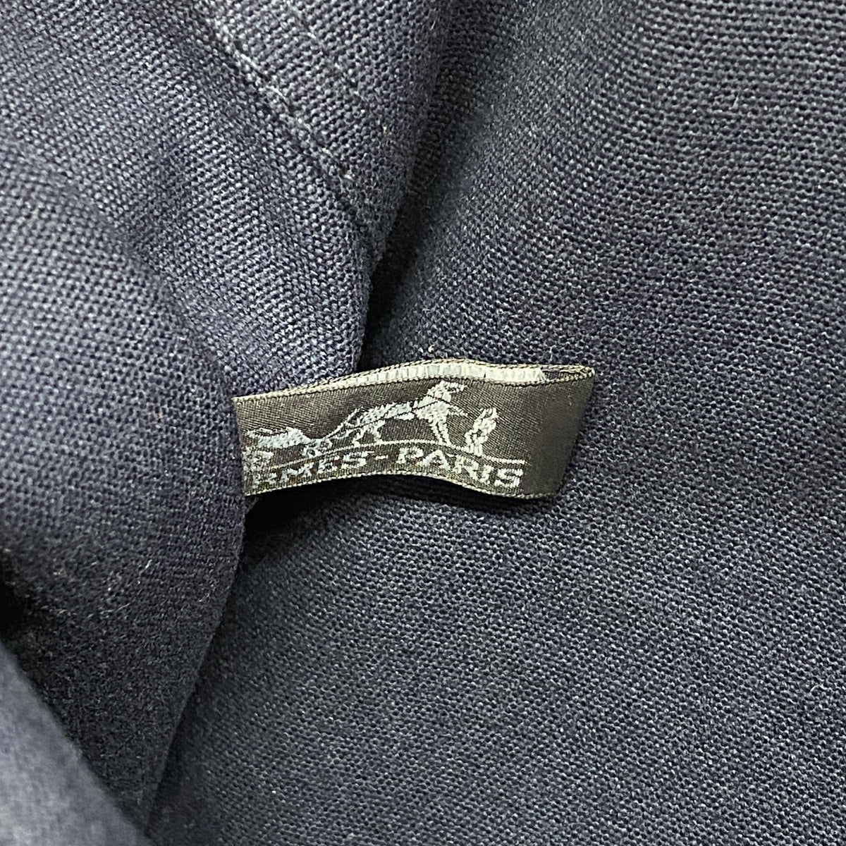 【6hb0725-k】エルメス トートバッグ フールトゥMM キャンバス ネイビー シルバー金具【中古】レディース