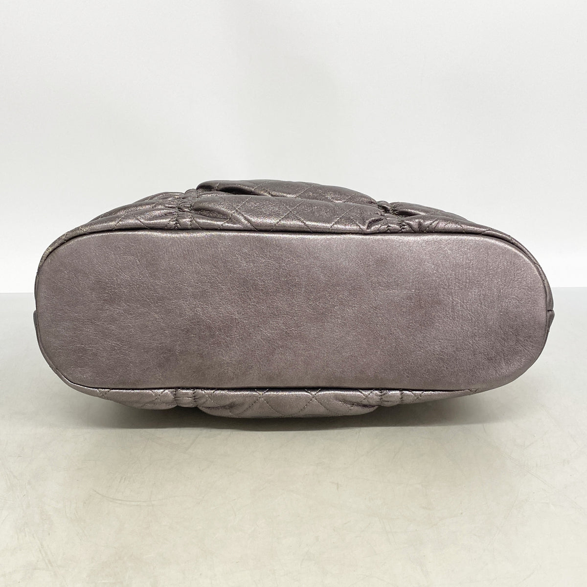 【6hb0727-k】シャネル ハンドバッグ マトラッセ レザー メタリックグレー シルバー金具【中古】レディース