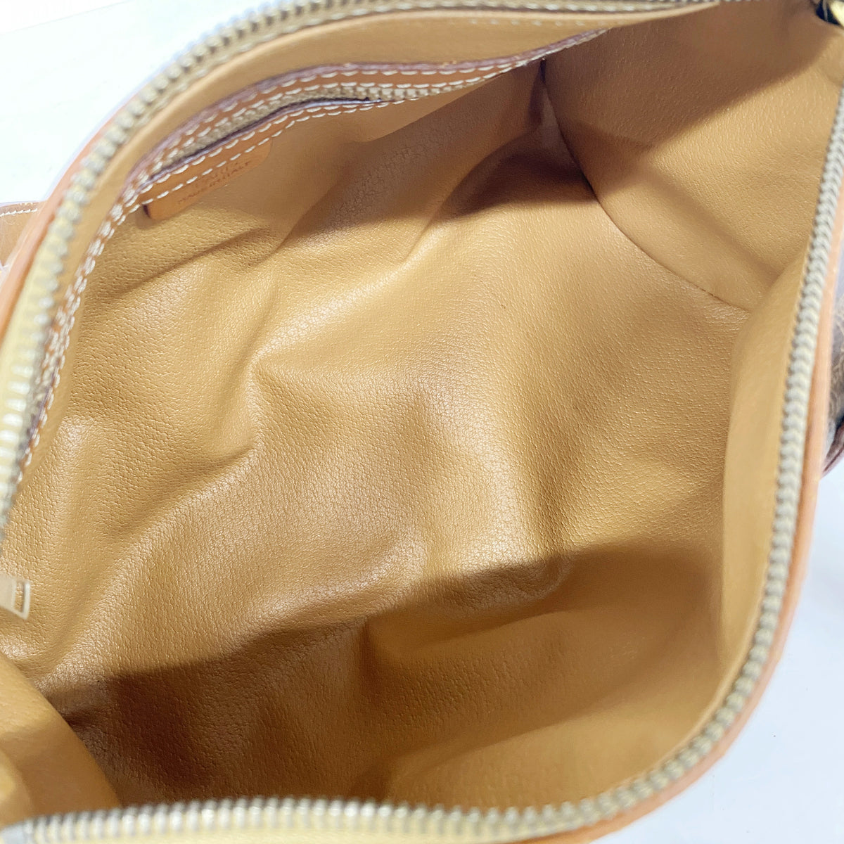 【6hb0737-k】セリーヌ ハンドバッグ マカダム PVC ブラウン ゴールド金具【中古】レディース