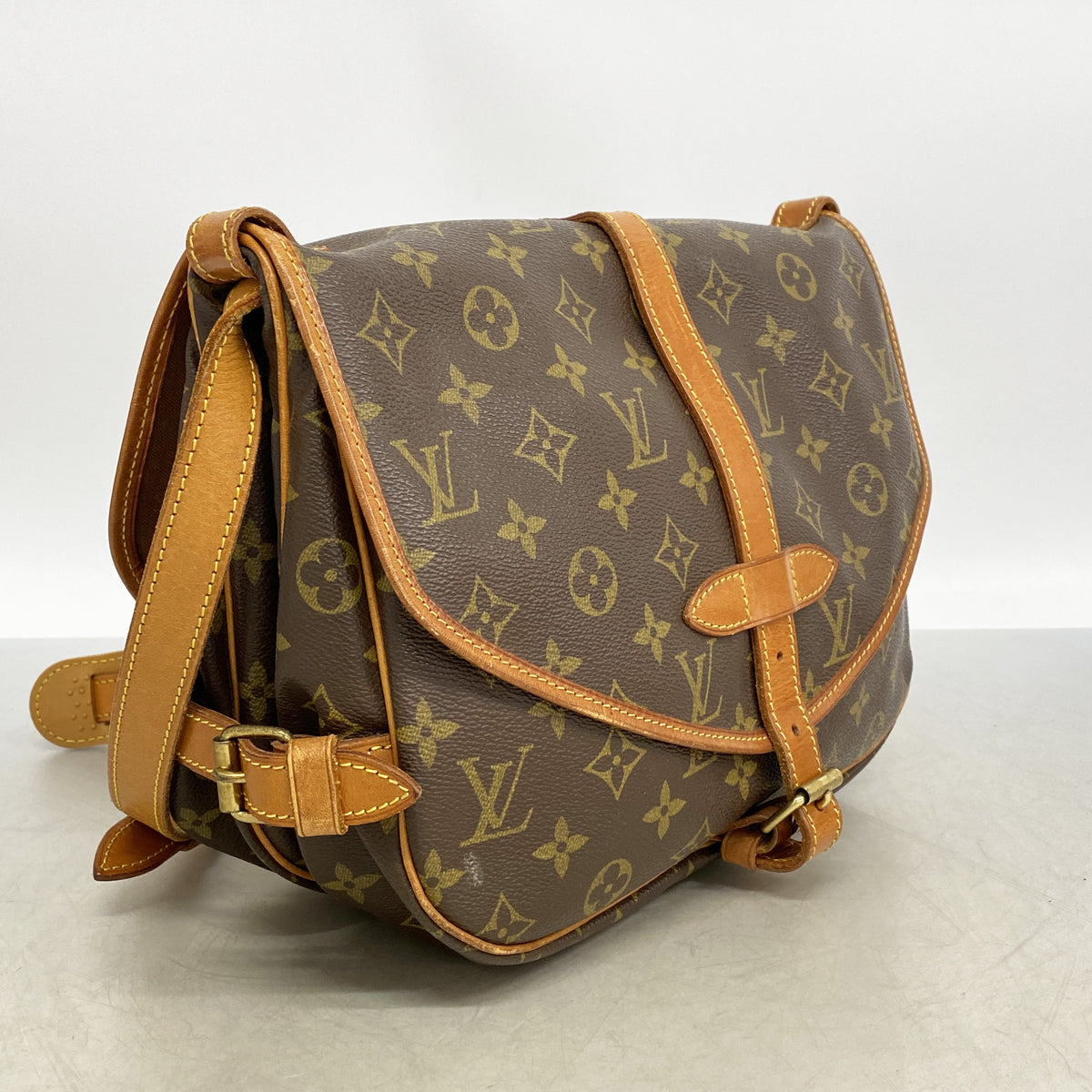 【6hb0758】ルイヴィトン ショルダーバッグ モノグラム ソミュール30 M42256 ブラウン【中古】レディース