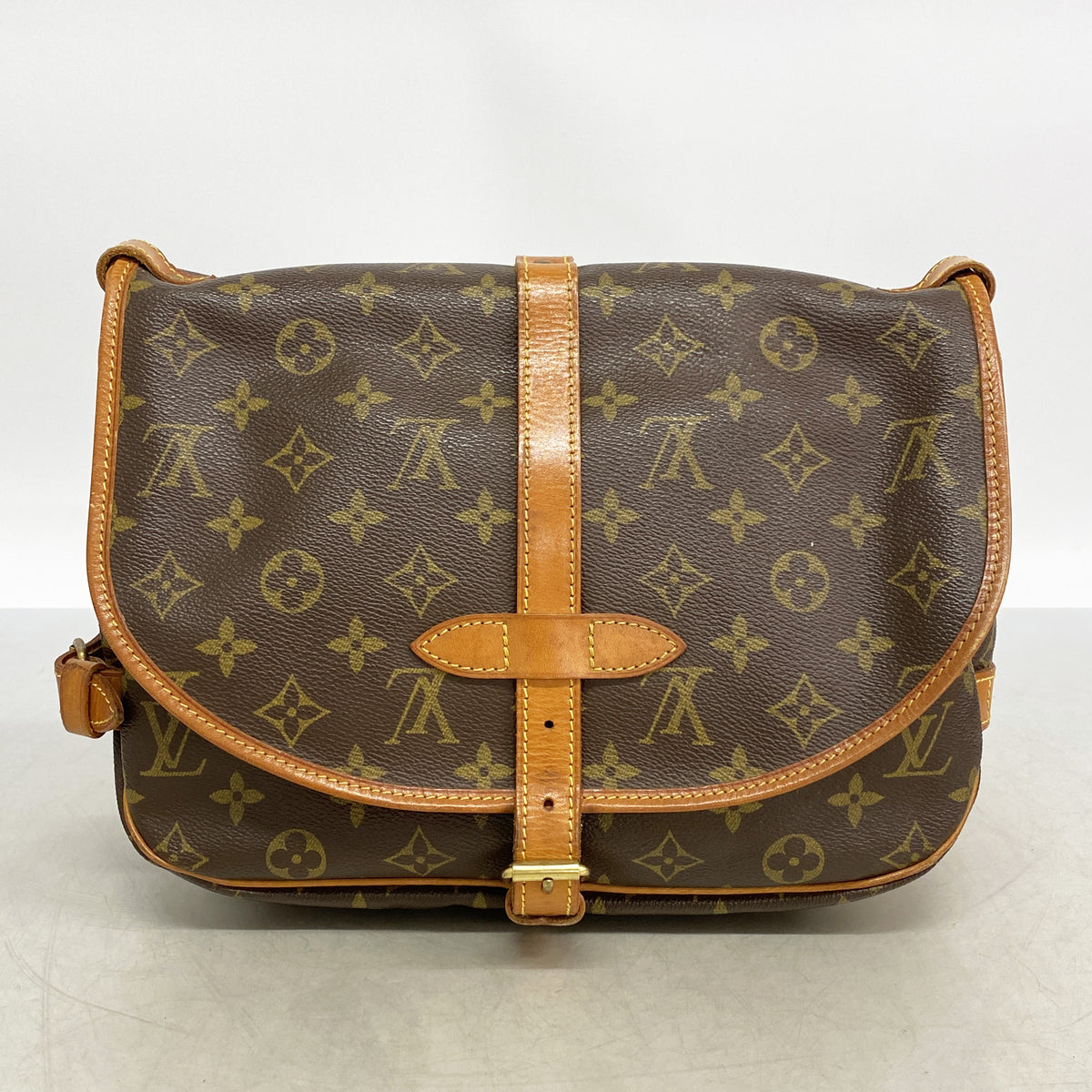 【6hb0758】ルイヴィトン ショルダーバッグ モノグラム ソミュール30 M42256 ブラウン【中古】レディース