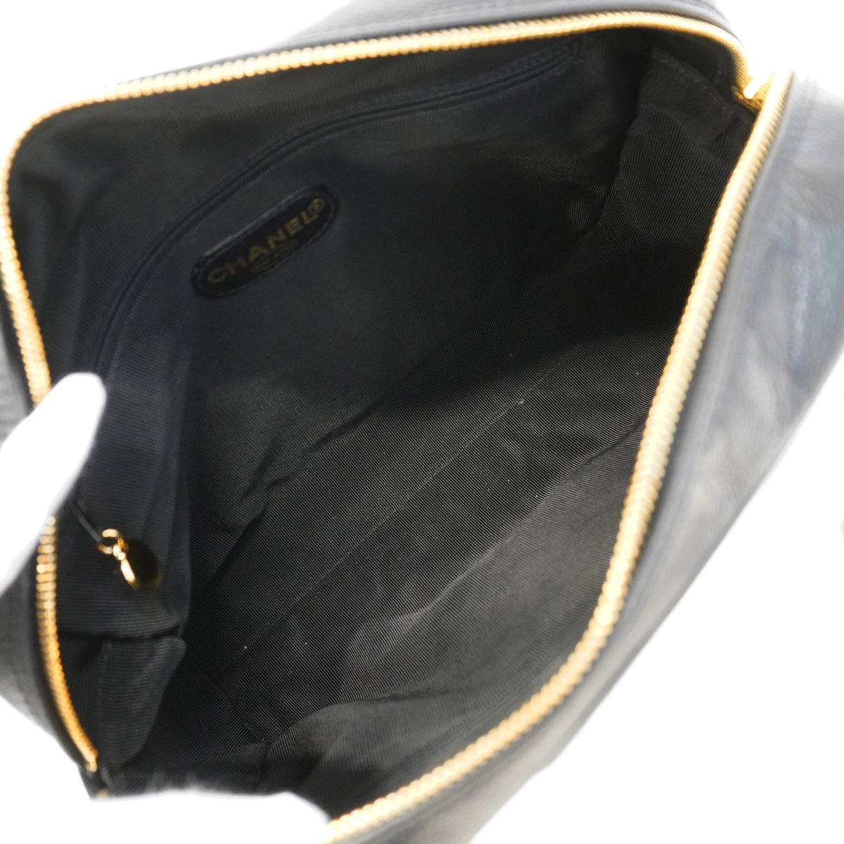 【6hb0766-k】シャネル チェーントート トリプルココ キャビアスキン ブラック ゴールド金具【中古】レディース