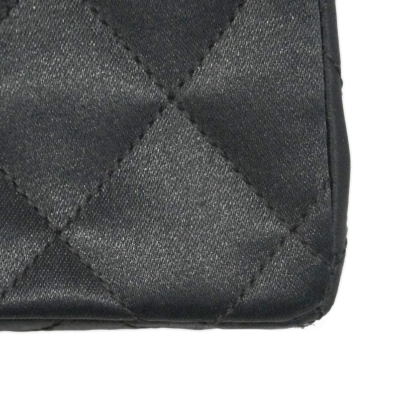 【6hb0769-k】シャネル ショルダーバッグ ミニマトラッセ チェーンショルダー サテン ブラック ゴールド金具【中古】レディース