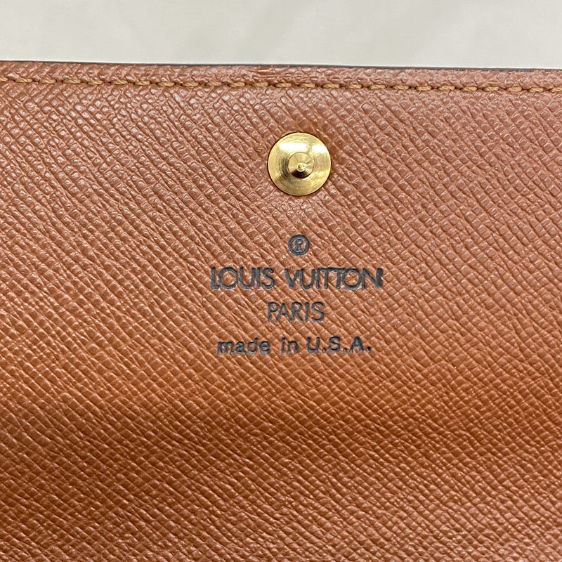 【6hb0778】ルイヴィトン 長財布 モノグラム ポシェットポルトモネクレディ M61725 ブラウン【中古】レディース