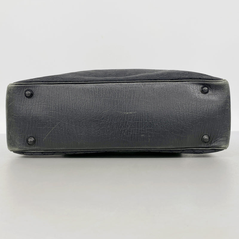 【6hb0781-k】グッチ トートバッグ GGキャンバス/バンブー 112526 キャンバス ブラック シルバー金具【中古】レディース
