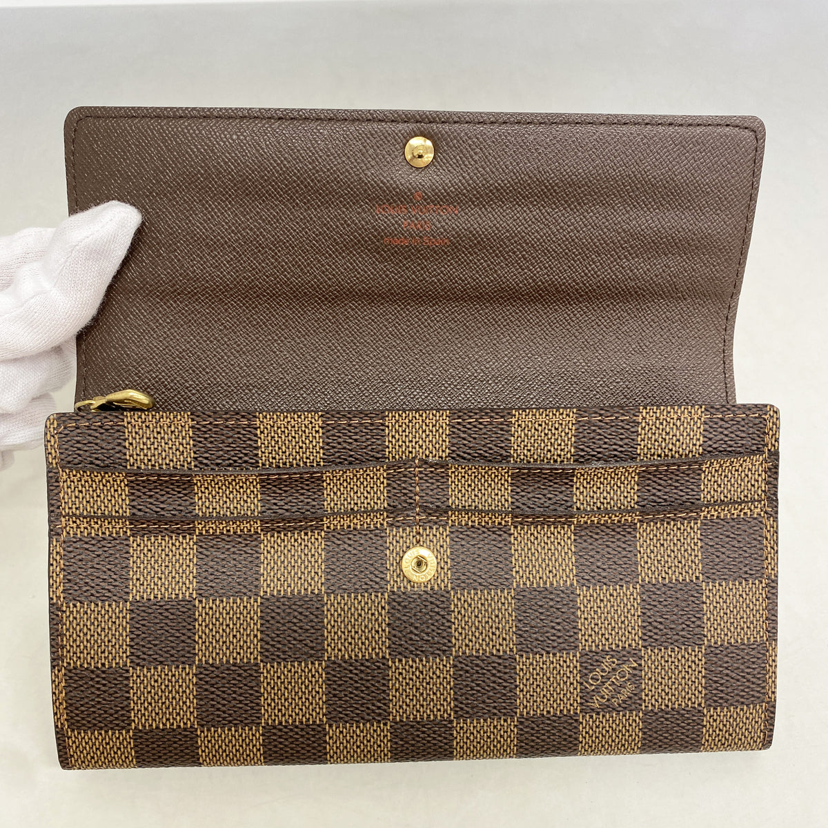 【6hb0798】ルイヴィトン 長財布 ダミエ ポルトフォイユサラ N61734 エベヌ【中古】レディース