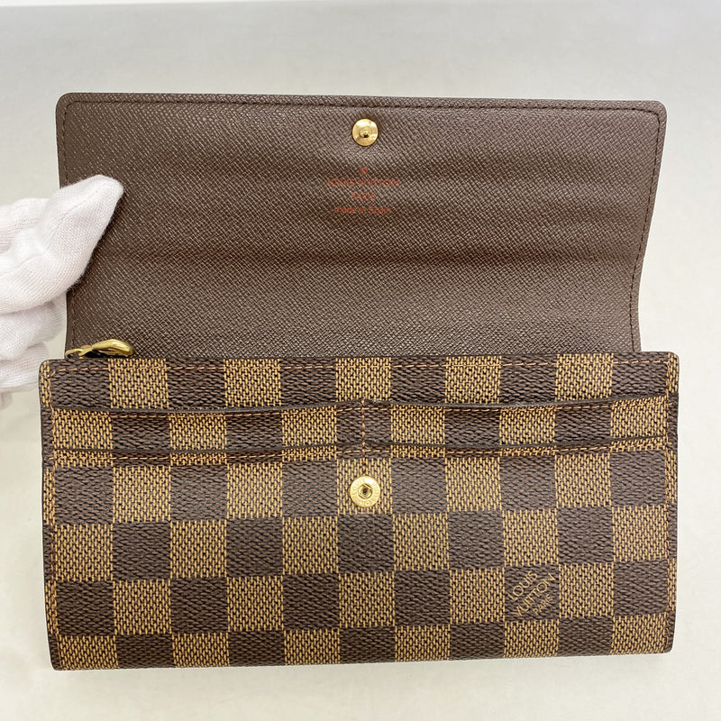 【6hb0798】ルイヴィトン 長財布 ダミエ ポルトフォイユサラ N61734 エベヌ【中古】レディース