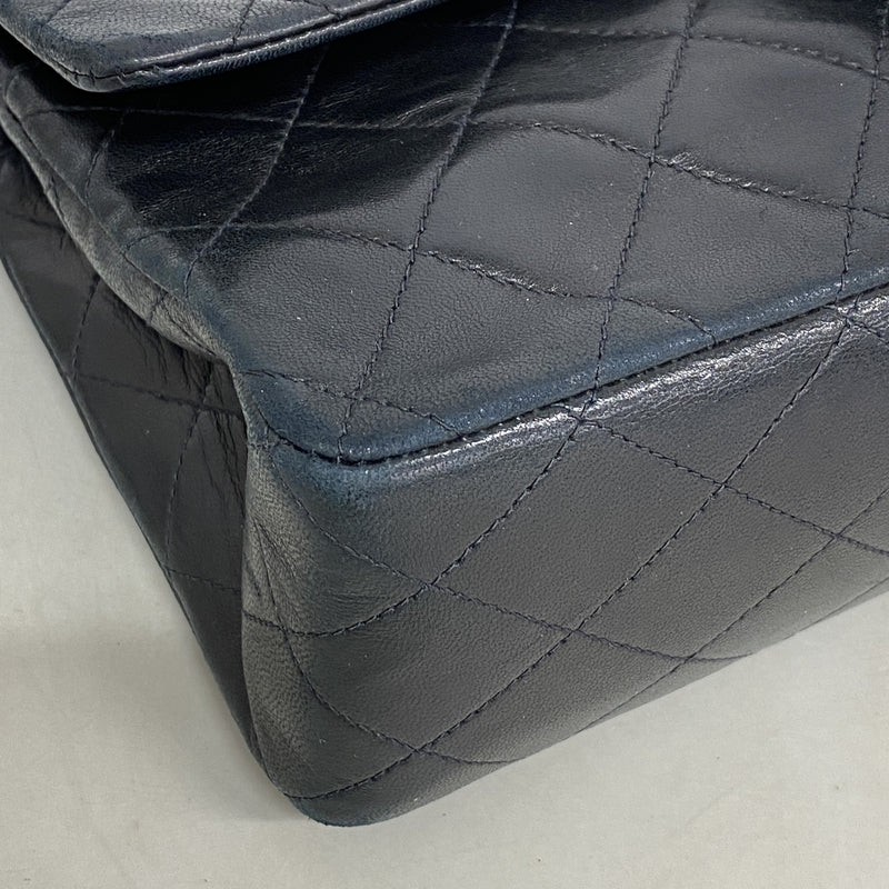 【6hb0810-k】シャネル ショルダーバッグ マトラッセ Wフラップ Wチェーン ラムスキン ブラック ゴールド金具【中古】レディース
