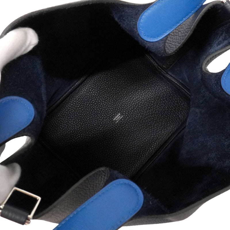 【6hb0815】エルメス ハンドバッグ ピコタンロックMM エクラ トリヨンクレマンス ブルーニュイ/ブルーサフィール シルバー金具 Z刻印【中古】レディース