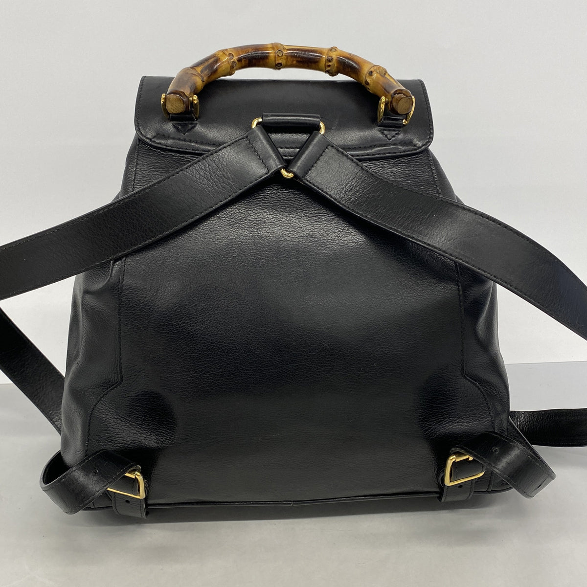 【6hb0827-k】グッチ リュック・デイパック バンブー 003 2058 0016 レザー ブラック ゴールド金具【中古】レディース