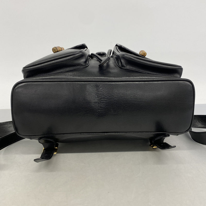 【6hb0827-k】グッチ リュック・デイパック バンブー 003 2058 0016 レザー ブラック ゴールド金具【中古】レディース