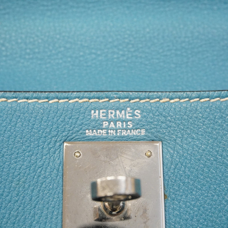【6hb0834】エルメス リュック・デイパック ケリーアドGM アルデンヌ ブルージーン シルバー金具 □C刻印【中古】レディース