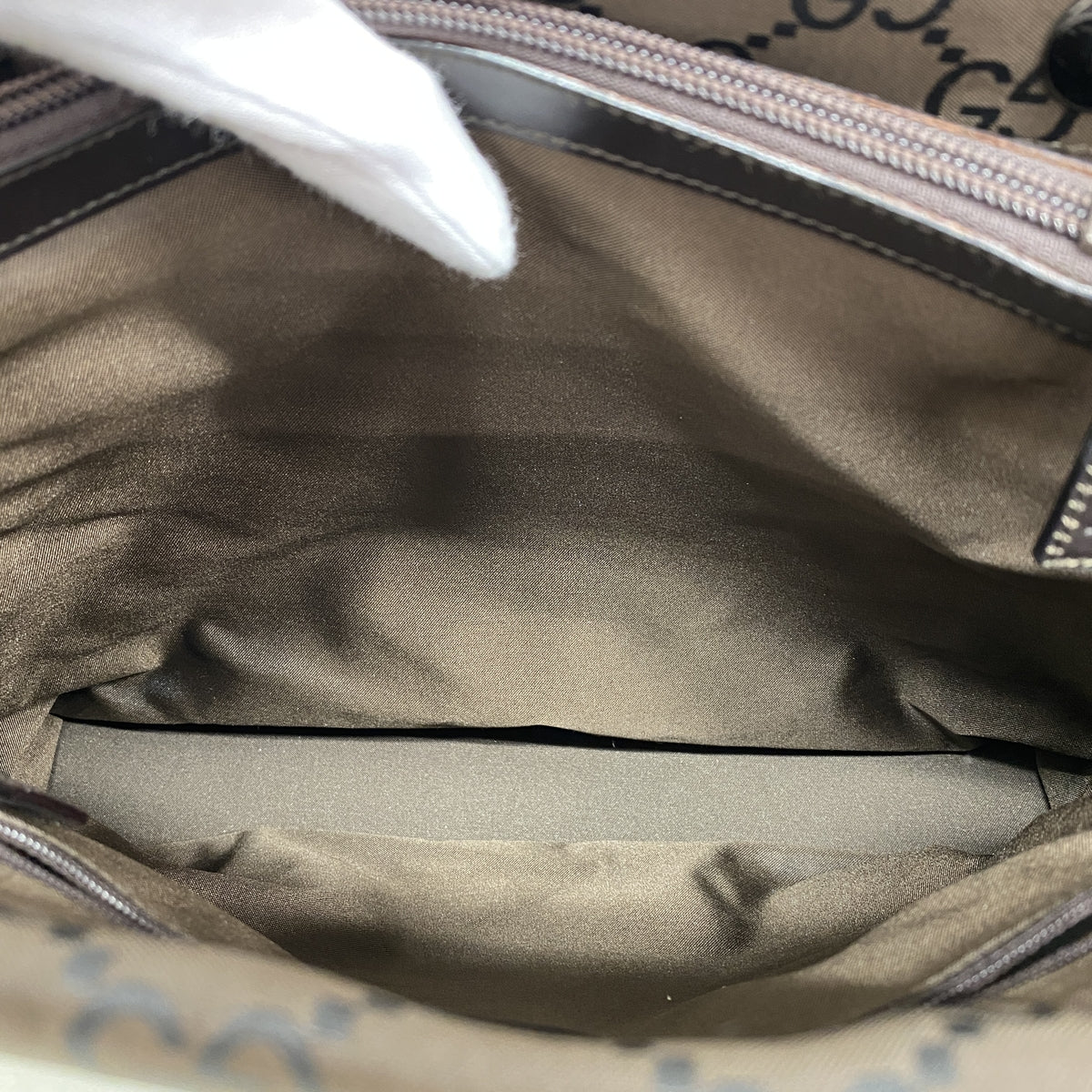 【6hb0837-k】グッチ トートバッグ GGナイロン バンブー 002 1010 ナイロン ブラウン シルバー金具【中古】レディース