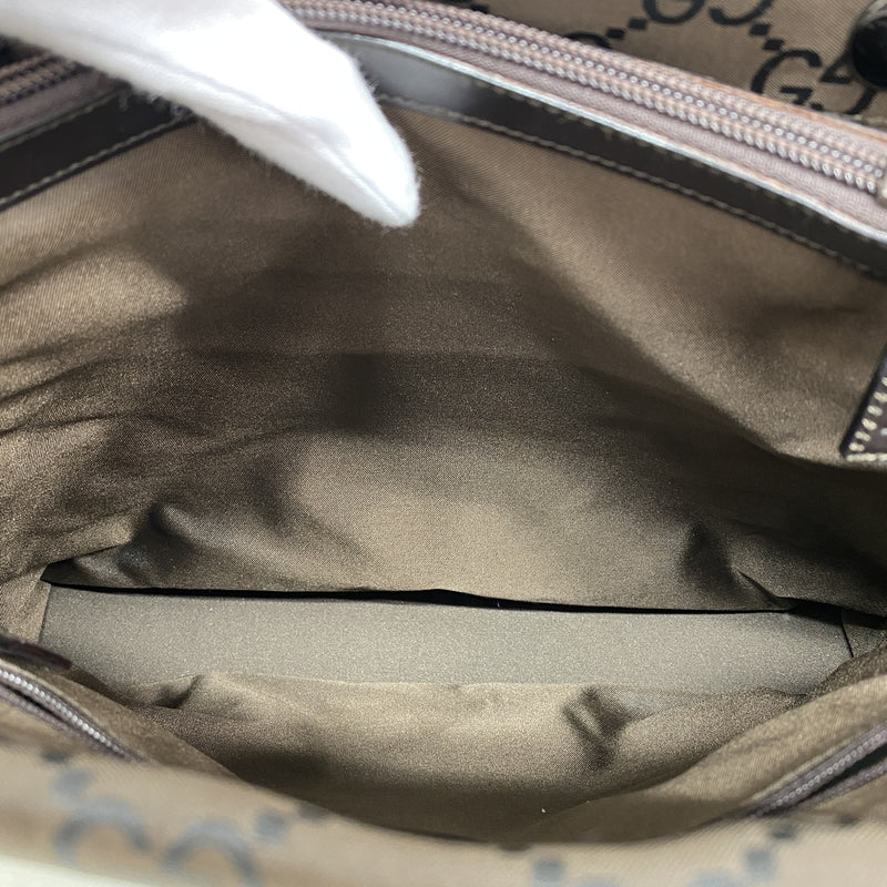 【6hb0837-k】グッチ トートバッグ GGナイロン バンブー 002 1010 ナイロン ブラウン シルバー金具【中古】レディース