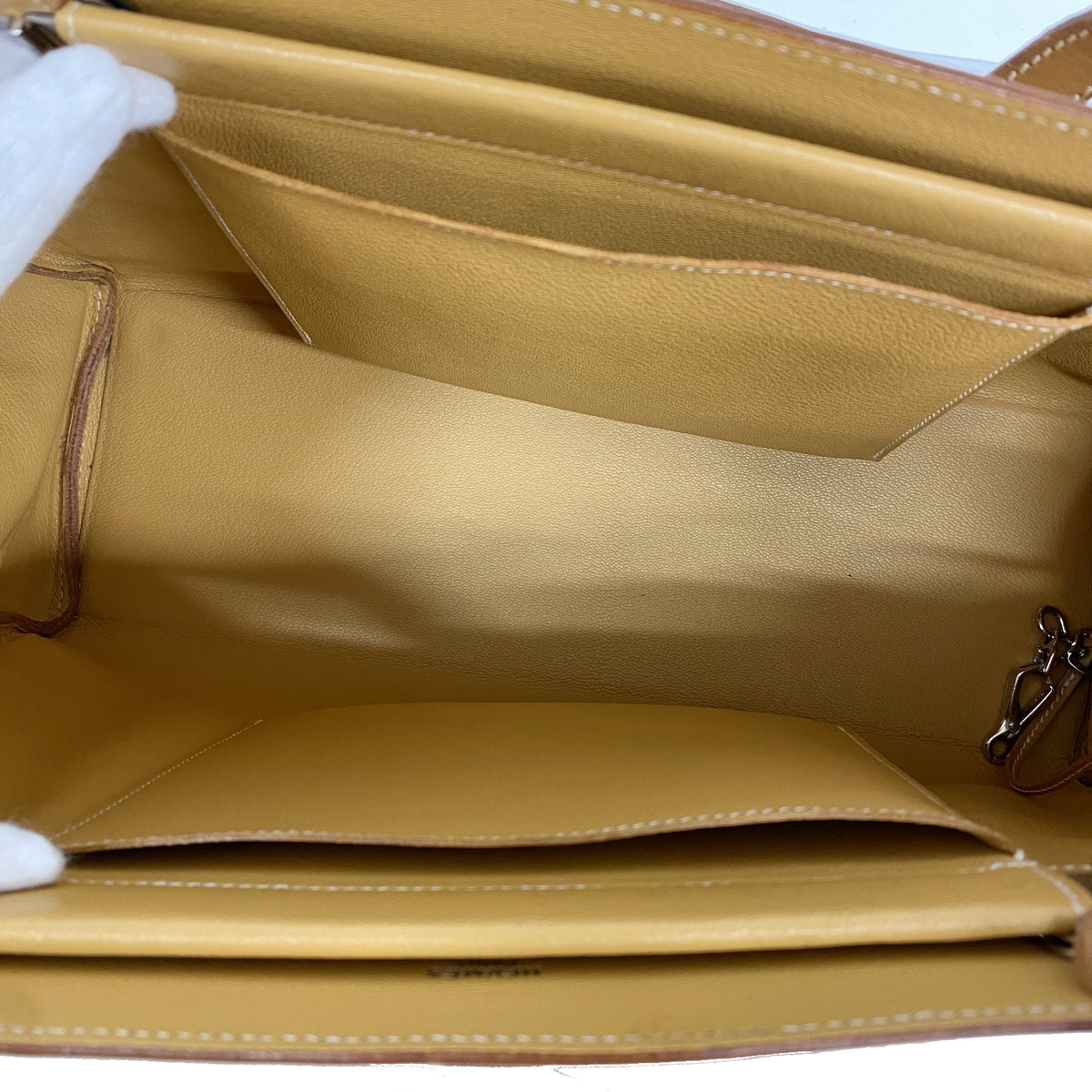 【6hb0843】エルメス トートバッグ カバナ ヴァッシュ ナチュラル シルバー金具 □E刻印【中古】レディース