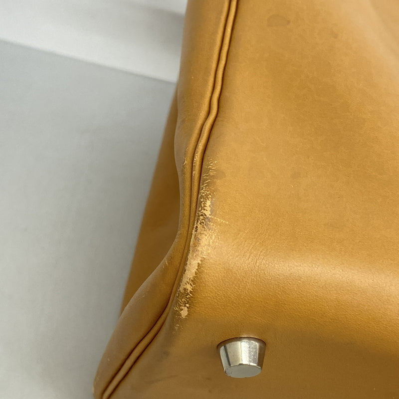 【6hb0843】エルメス トートバッグ カバナ ヴァッシュ ナチュラル シルバー金具 □E刻印【中古】レディース