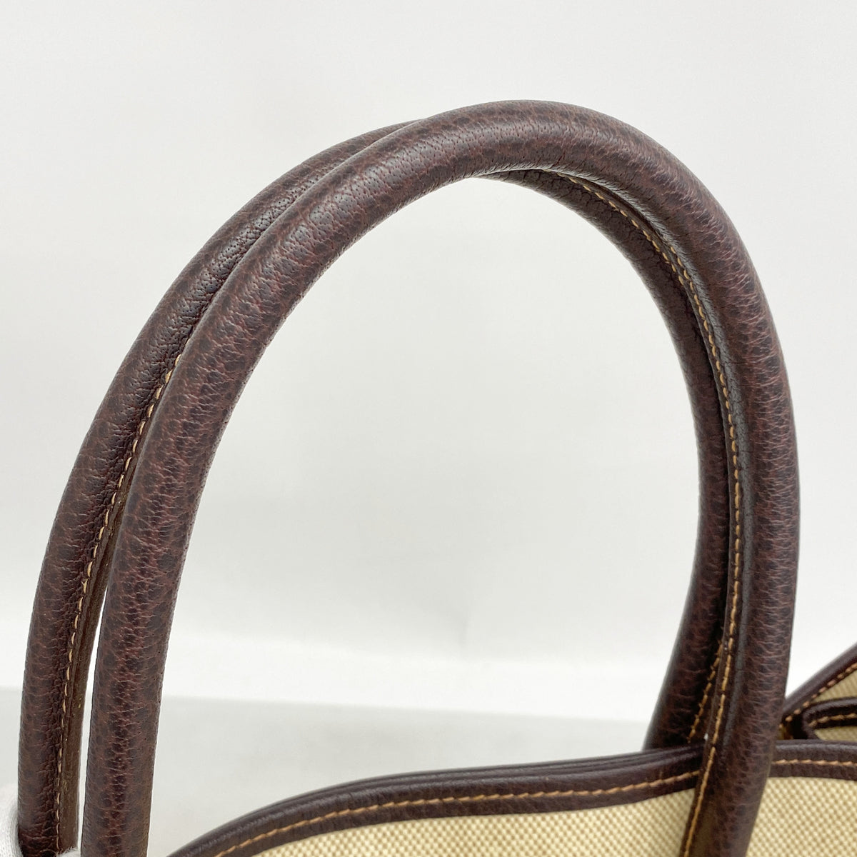 【6hb0844】エルメス トートバッグ ガーデンパーティPM トワルアッシュ ブラウン シルバー金具 □F刻印【中古】メンズ レディース ユニセックス