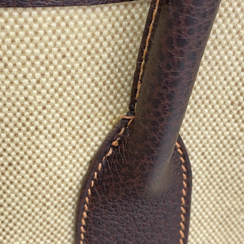 【6hb0844】エルメス トートバッグ ガーデンパーティPM トワルアッシュ ブラウン シルバー金具 □F刻印【中古】メンズ レディース ユニセックス