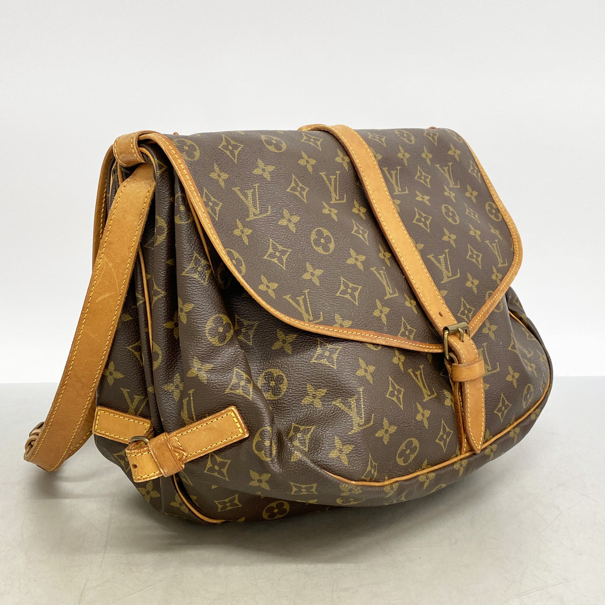 【6hb0869】ルイヴィトン ショルダーバッグ モノグラム ソミュール35 M42254 ブラウン【中古】レディース