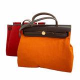 【6hb0873】エルメス ハンドバッグ エールバッグPM トワルオフィシエ オレンジ レッド ゴールド金具 □I刻印 2wayバッグ【中古】レディース