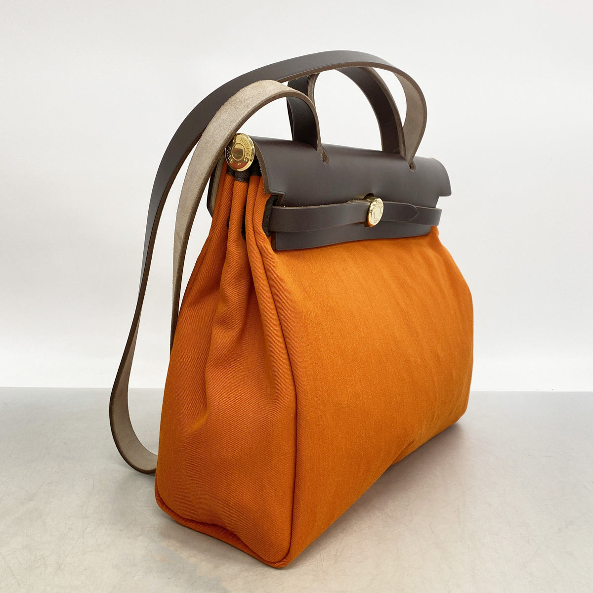 【6hb0873】エルメス ハンドバッグ エールバッグPM トワルオフィシエ オレンジ レッド ゴールド金具 □I刻印 2wayバッグ【中古】レディース