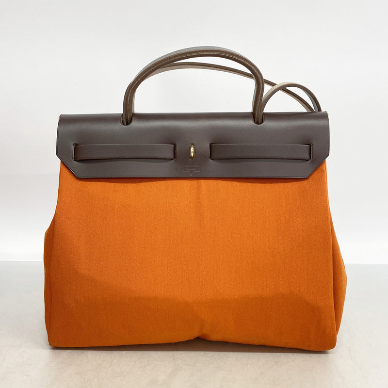 【6hb0873】エルメス ハンドバッグ エールバッグPM トワルオフィシエ オレンジ レッド ゴールド金具 □I刻印 2wayバッグ【中古】レディース