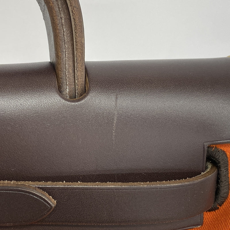 【6hb0873】エルメス ハンドバッグ エールバッグPM トワルオフィシエ オレンジ レッド ゴールド金具 □I刻印 2wayバッグ【中古】レディース