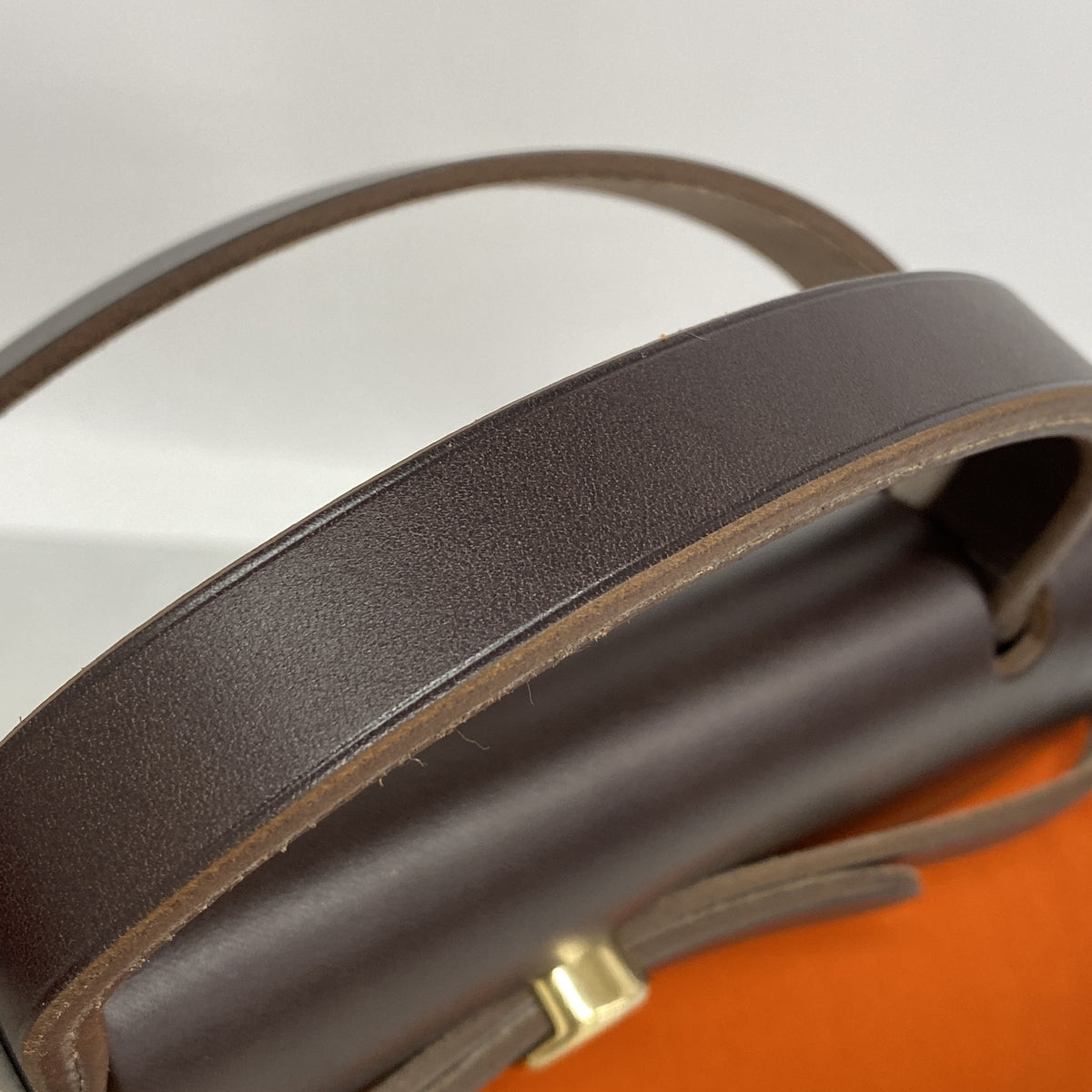 【6hb0873】エルメス ハンドバッグ エールバッグPM トワルオフィシエ オレンジ レッド ゴールド金具 □I刻印 2wayバッグ【中古】レディース