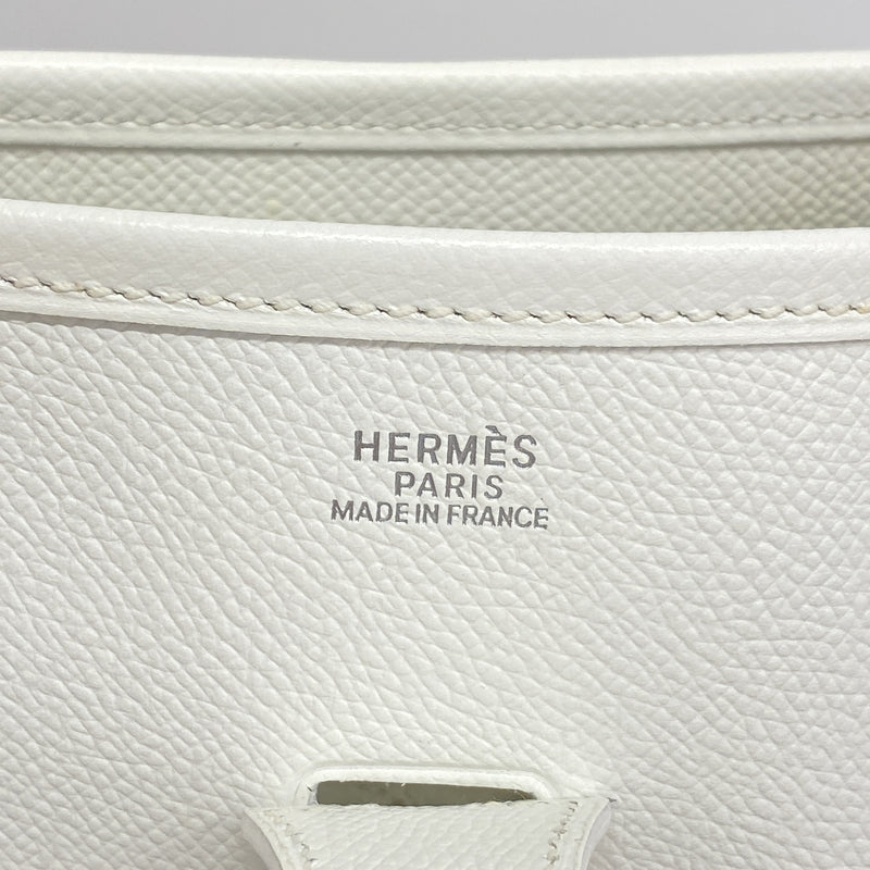 【6hb0874】エルメス ショルダーバッグ エヴリン1PM ヴォーエプソン ホワイト シルバー金具 □H刻印【中古】レディース