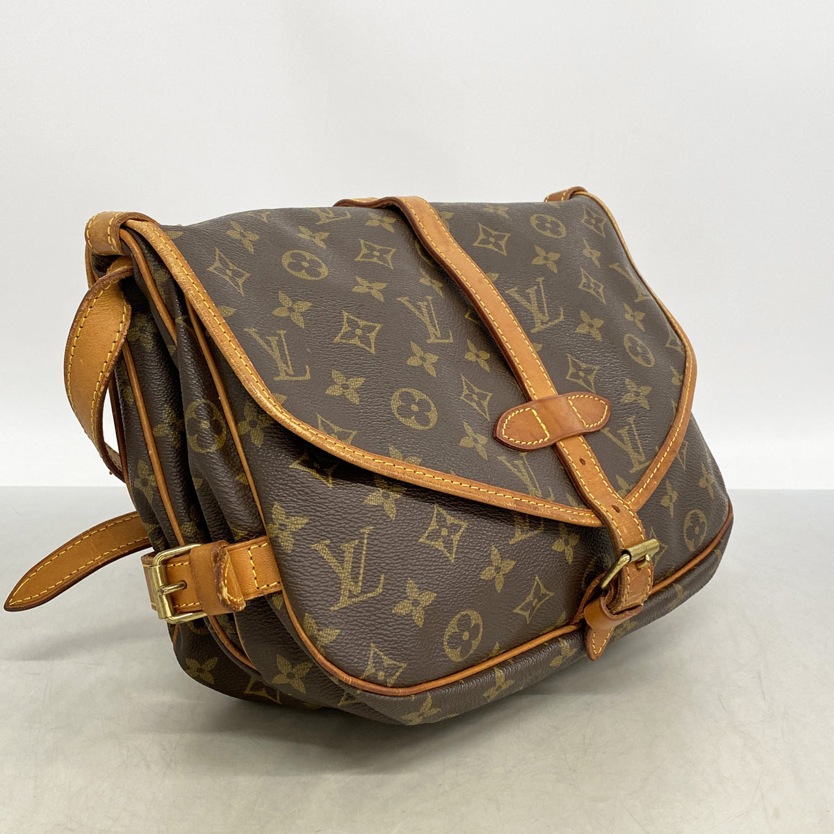 【6hb0875】ルイヴィトン ショルダーバッグ モノグラム ソミュール30 M42256 ブラウン【中古】レディース