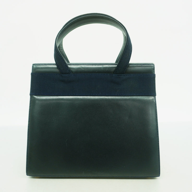 【6hb0895】サルヴァトーレフェラガモ ハンドバッグ ヴァラ レザー ネイビー ゴールド金具 2wayバッグ【中古】レディース