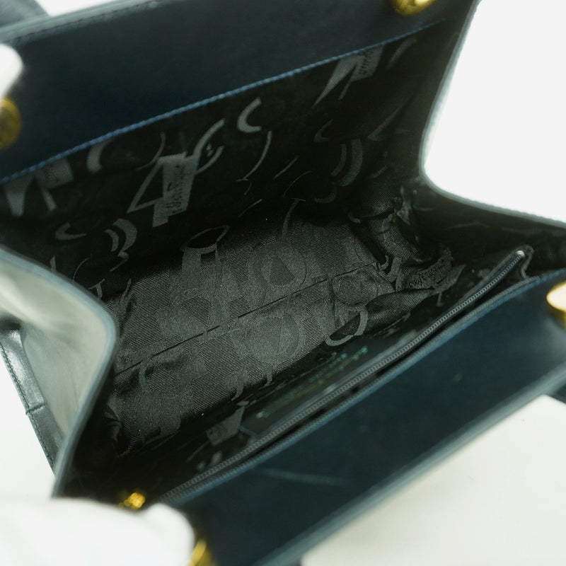 【6hb0895】サルヴァトーレフェラガモ ハンドバッグ ヴァラ レザー ネイビー ゴールド金具 2wayバッグ【中古】レディース