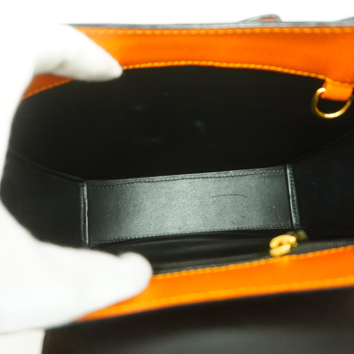 【6hb0898】カルティエ ハンドバッグ パンテール レザー オレンジ ゴールド金具【中古】レディース