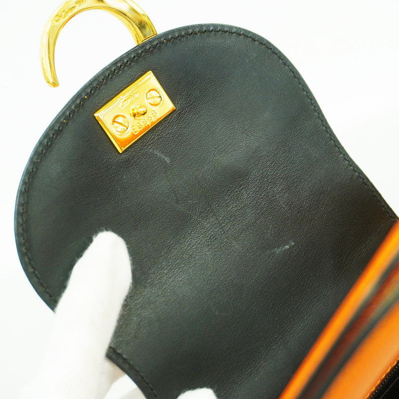 【6hb0898】カルティエ ハンドバッグ パンテール レザー オレンジ ゴールド金具【中古】レディース